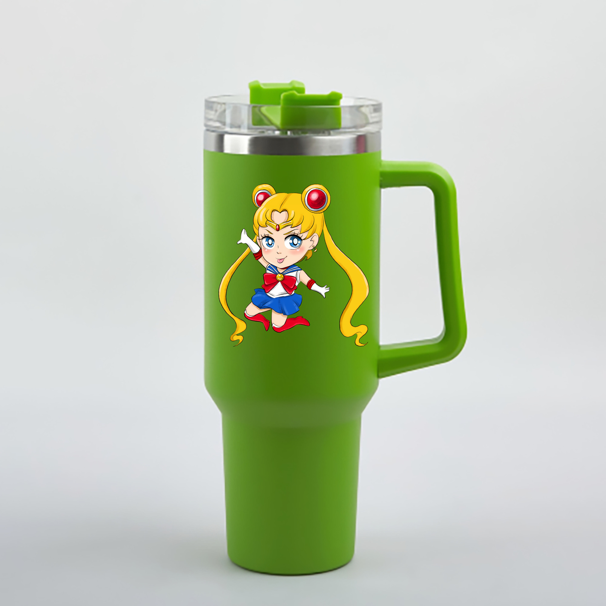 （画像用） 美少女戦士セーラームーン 月野 うさぎ つきの うさぎ Sailor Moon Tsukino Usagi 1200mL車用タンブラー - クリスタルステッカー（プラスチックストロー付き）